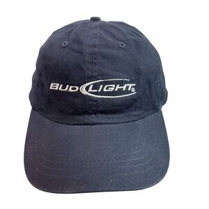 Bud Light Mens Blue W/ White Adjustable Hat Cap Classic Beer Promo King Of Beer